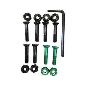 PARAFUSOS DE BASE COM MARCAÇÃO E CHAVE ALLEN - PRETO COM VERDE