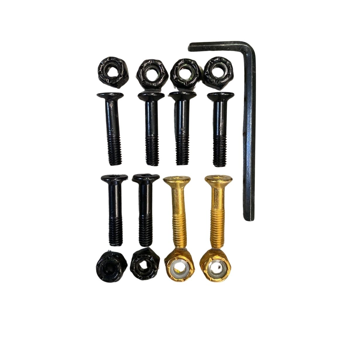 122 PARAFUSOS DE BASE COM MARCAÇÃO E CHAVE ALLEN - PRETO COM DOURADO