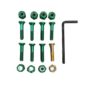 PARAFUSOS DE BASE COM MARCAÇÃO E CHAVE ALLEN - VERDE COM DOURADO
