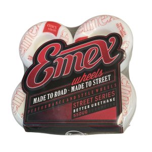 RODA DE SKATE EMEX WHEELS STREET BRANCO COM VERMELHO 54MM