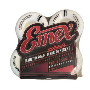 RODA DE SKATE EMEX WHEELS STREET BRANCO COM PRETO 53MM