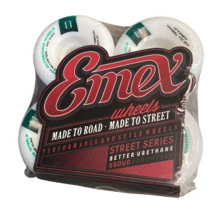 RODA DE SKATE EMEX WHEELS STREET BRANCO COM VERDE 53MM